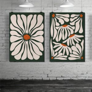 フラワー アートポスター レッドラインフラワー