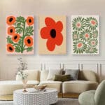 フラワー アートポスター レッドラインフラワー