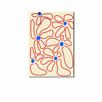 フラワー アートポスター レッドラインフラワー