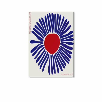 モダンフラワー ポスター ブルーレッドブロッサム 北欧デザイン