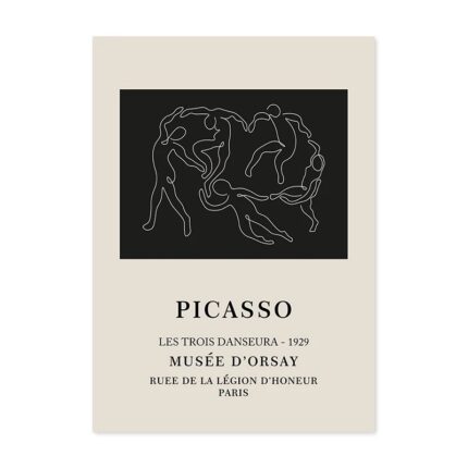 抽象デザイン ポスター ダンサーズライン 北欧インテリア モノクロアート ミニマルデザイン