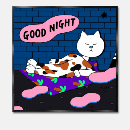 グッドナイトキャット ネコのアートポスター 眠る猫 ポップアート