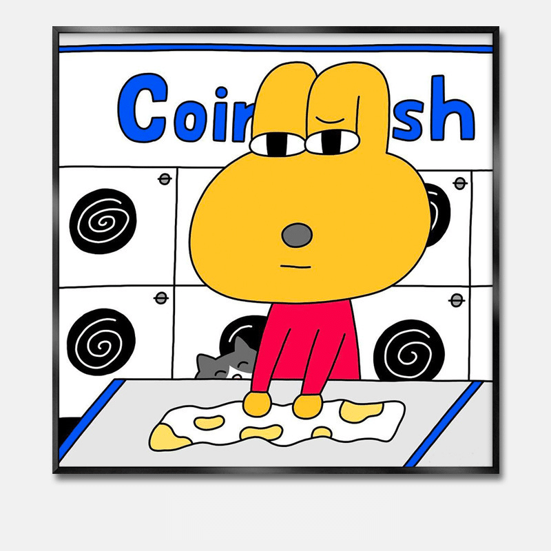 キャラクターアート ポスター コインランドリーのカエル MomokoArt