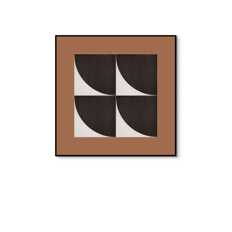 ブラウンブロックカーブ 北欧風 抽象アート ポスター