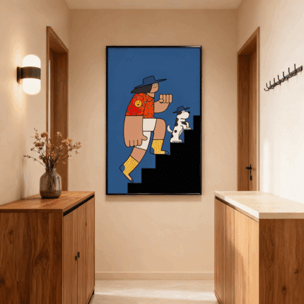 ステップドッグのポップアートポスター｜カラフルキャラクターアート｜MomokoArt