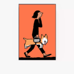 オレンジさんぽ｜コーギー×ポップアート ポスター
