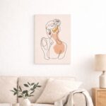 北欧ラインアートの人物ポスターをA3サイズで壁に飾ったインテリアシーン