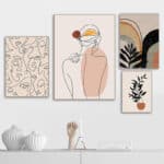 北欧ラインアートを複数枚組み合わせたインテリアディスプレイ例