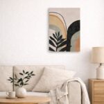 北欧ミニマルな抽象アートをA3サイズ相当で壁に飾ったインテリアシーン