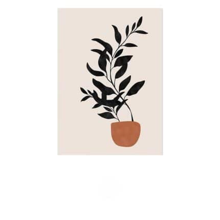 ナチュラルなリビング空間に飾った植物モチーフのアート