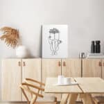 読書と花をモチーフにした北欧ミニマルな人物ラインアート