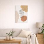 北欧ミニマルな抽象ボタニカルモチーフのラインアート