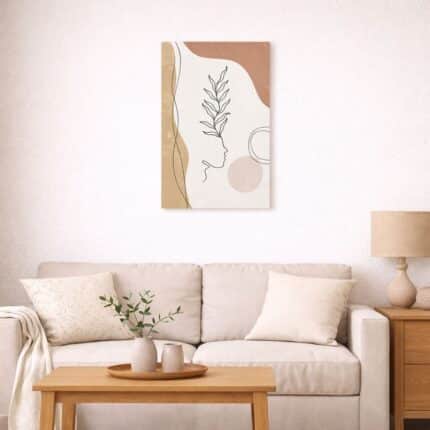 北欧インテリアに飾ったフェイスラインアート