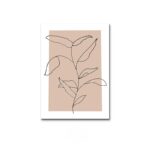 北欧ミニマルデザインのリーフボタニカルラインアート ポスター