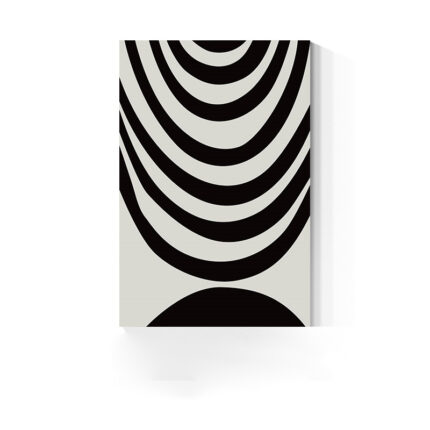 重なり合うアーチ状の曲線を描いた北欧ミニマル抽象アートのポスター単体画像。