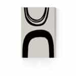 ブラックのアーチラインを描いた北欧ミニマル抽象アートのキャンバスポスター。