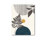 北欧ミニマル 抽象 キャンバスアート｜サークルライン × ボタニカルモチーフ - 画像 (2)