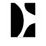 ブラックカーブと余白で構成された北欧ミニマル 抽象アート作品。