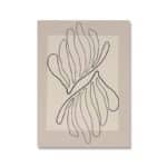 ブラックラインで描かれた植物モチーフの北欧ミニマル抽象アート作品。