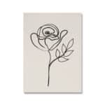 ベージュ背景にブラックラインで描かれた、北欧ミニマル 抽象アート作品。