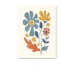 ベージュ背景に映える、北欧ミニマルな抽象フラワーアート作品。