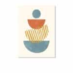 ベージュ背景に映える、北欧ミニマルなジオメトリック抽象アート作品。