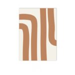 SEO alt： テラコッタカラーのカーブラインで描かれた北欧ミニマル抽象アート作品。