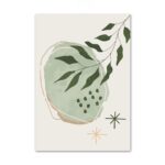 北欧ミニマル 抽象 キャンバスアート｜ボタニカルリーフとソフトグリーンフォルムの構成デザイン - 画像 (2)