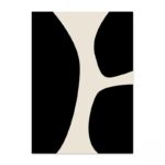 ブラックとベージュの大胆なコントラストで描かれた北欧ミニマル 抽象アート作品。