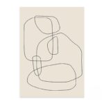 重なり合うブラックラインで描かれた北欧ミニマル 抽象アート作品。