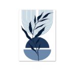 北欧ミニマル 抽象 キャンバスアート｜ブルーライン リーフ×ジオメトリック - 画像 (2)