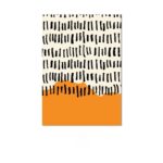 ブラックラインとオレンジのカラーブロックで構成された北欧ミニマル 抽象アート。