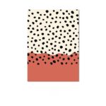 ベージュ背景にブラックドットで描かれた、北欧ミニマル 抽象アートのテラコッタデザイン。