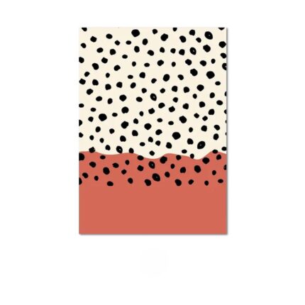 ベージュ背景にブラックドットで描かれた、北欧ミニマル 抽象アートのテラコッタデザイン。