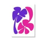 パープルとピンクの花のフォルムを抽象的に描いた北欧ミニマル 抽象アート。