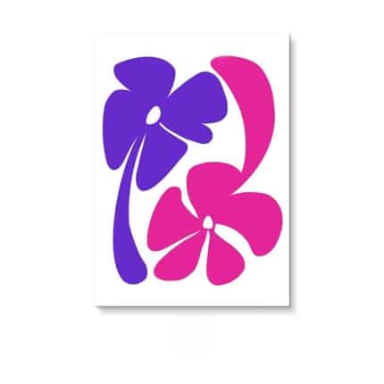 パープルとピンクの花のフォルムを抽象的に描いた北欧ミニマル 抽象アート。