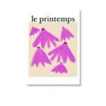 パープルの花のフォルムを抽象的に描いた北欧ミニマル 抽象アート。