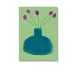 北欧ミニマル 抽象 キャンバスアート｜グリーン フラワーベース モチーフ - 画像 (2)