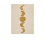 月の満ち欠けを抽象的に描いた北欧ミニマルアートのキャンバスポスター。