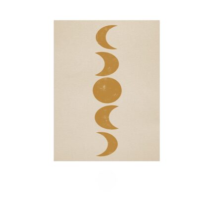 月の満ち欠けを抽象的に描いた北欧ミニマルアートのキャンバスポスター。