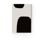 ベージュ背景に有機的なブラックラインで描かれた北欧ミニマル 抽象アート作品。