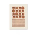 半円と円形を組み合わせた北欧ミニマルな抽象ジオメトリックアートのキャンバスポスター。