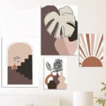 厚手キャンバス生地にプリントされたアーチボタニカルアートの質感