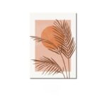 サンセットカラーとパームリーフで構成された北欧ミニマルボタニカルアートの単体イメージ。