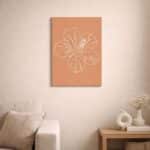 北欧ミニマルデザインのハイビスカス ボタニカルラインアート ポスター