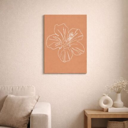 北欧ミニマルデザインのハイビスカス ボタニカルラインアート ポスター