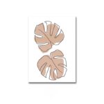 2枚のリーフをラインで描いた北欧ミニマルボタニカルアートの単体イメージ