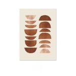 半円モチーフを重ねた北欧ミニマル抽象アートの単体イメージ。