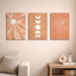 北欧ミニマル抽象アートを複数枚並べたコーディネート例