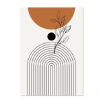 北欧ミニマルなアーチラインとボタニカル抽象アート